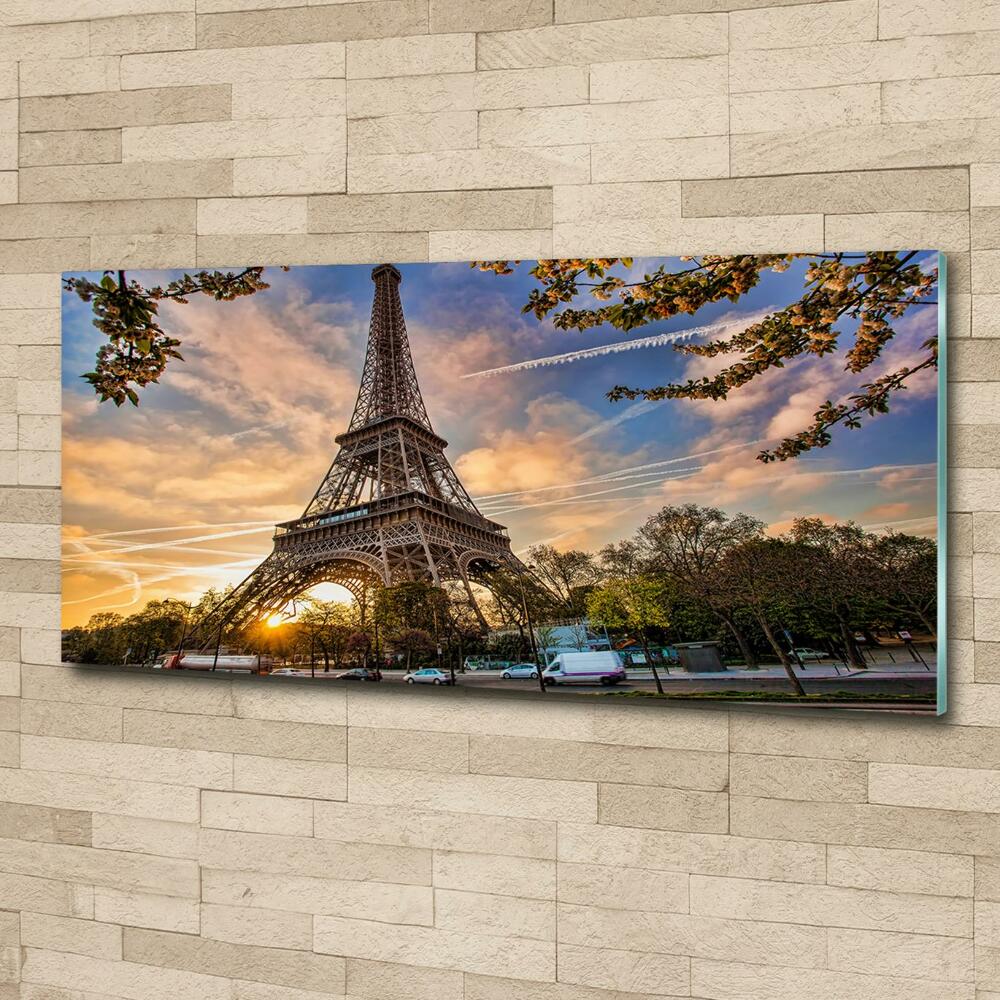 Glass wall art large Eiffel paris tower