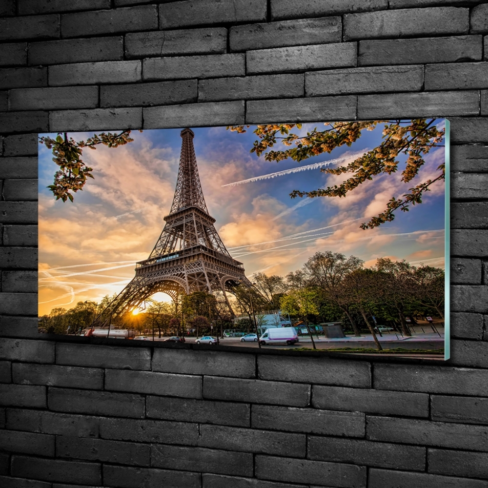 Glass wall art large Eiffel paris tower