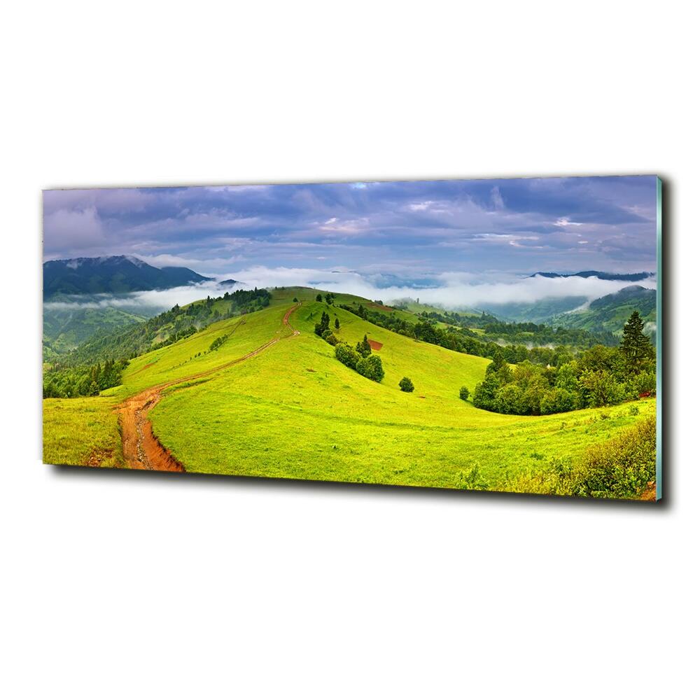 Glass art print Green hills