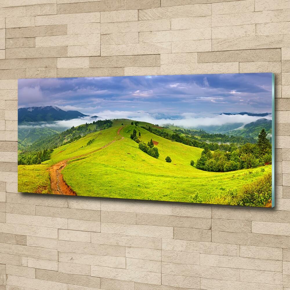 Glass art print Green hills