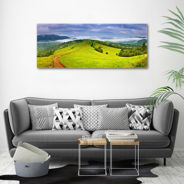 Glass art print Green hills