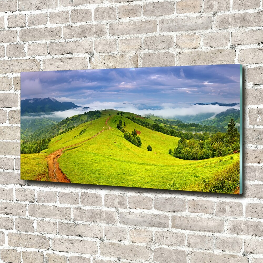 Glass art print Green hills