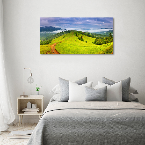 Glass art print Green hills