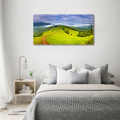 Glass art print Green hills