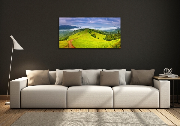 Glass art print Green hills