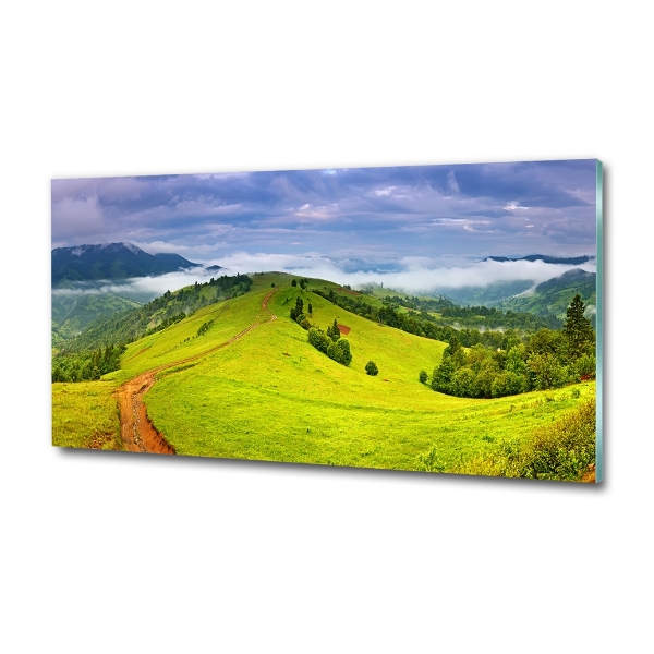 Glass art print Green hills