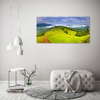 Glass art print Green hills