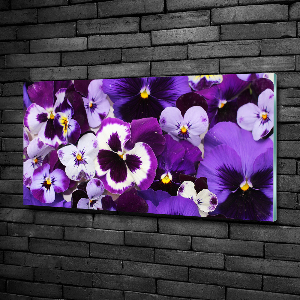 Wall art on glass Pansies