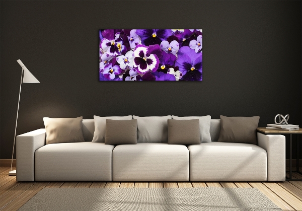 Wall art on glass Pansies