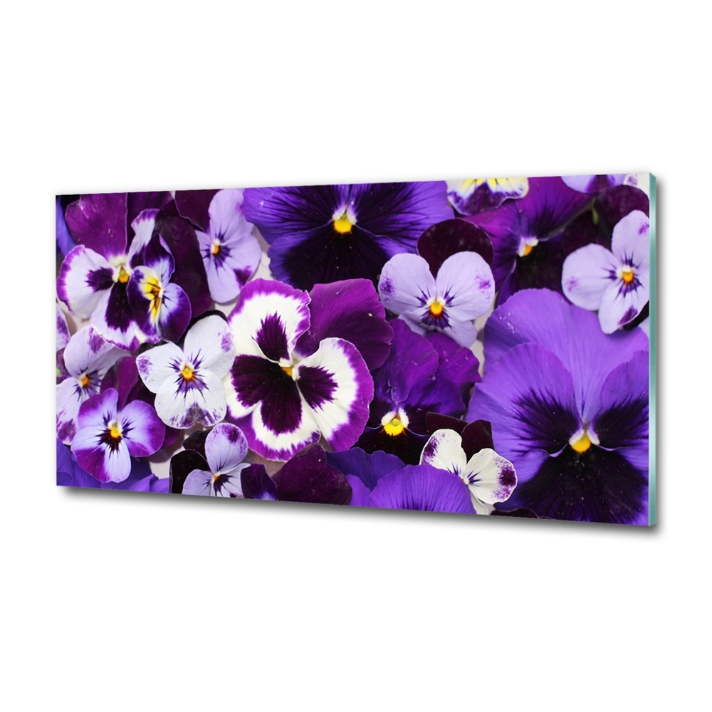 Wall art on glass Pansies