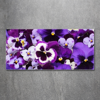 Wall art on glass Pansies