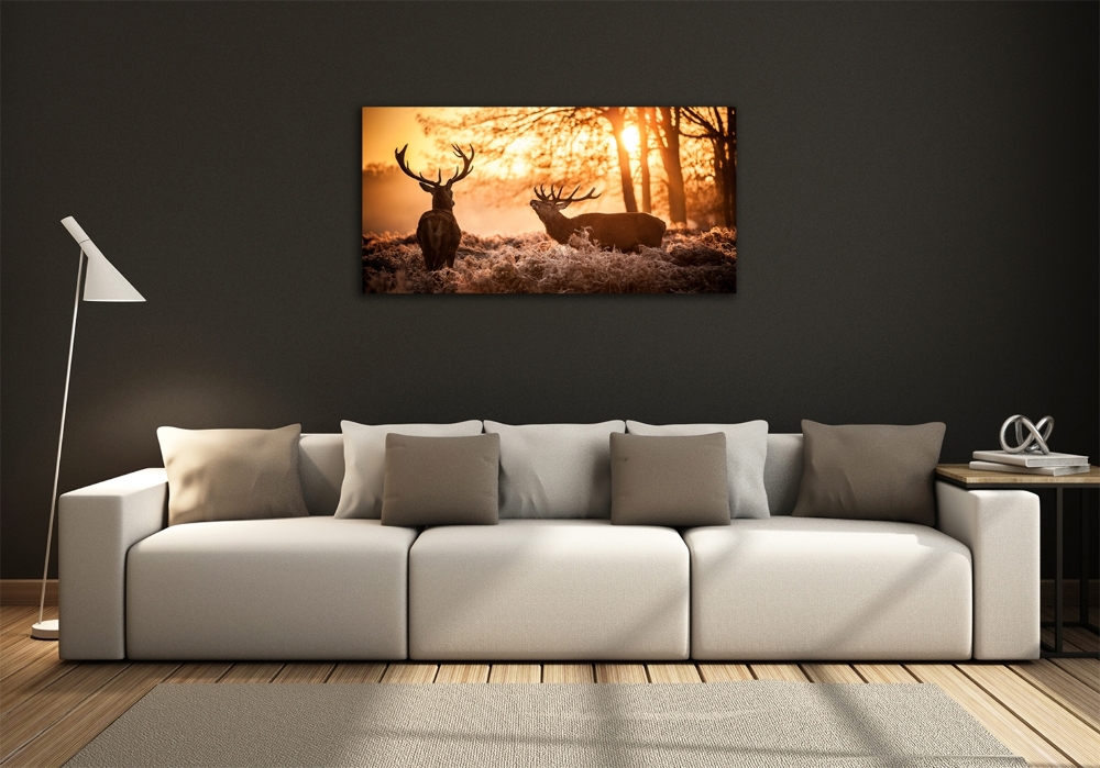 Glass wall art large East deer