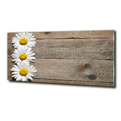 Wall art on glass Daisy wood