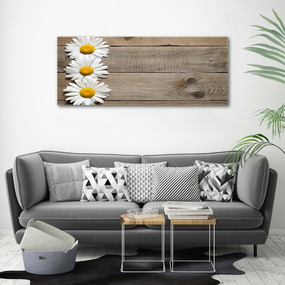 Wall art on glass Daisy wood