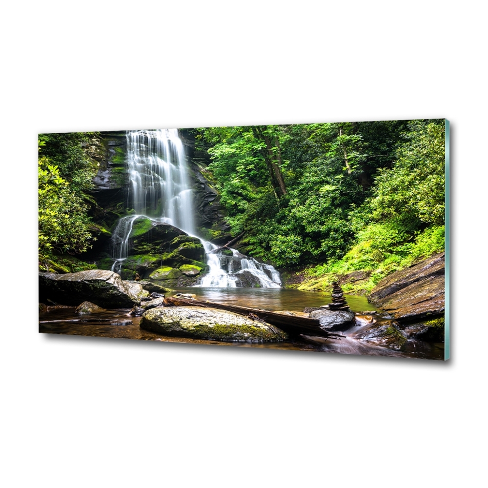 Glass wall art Waterfall in the forest