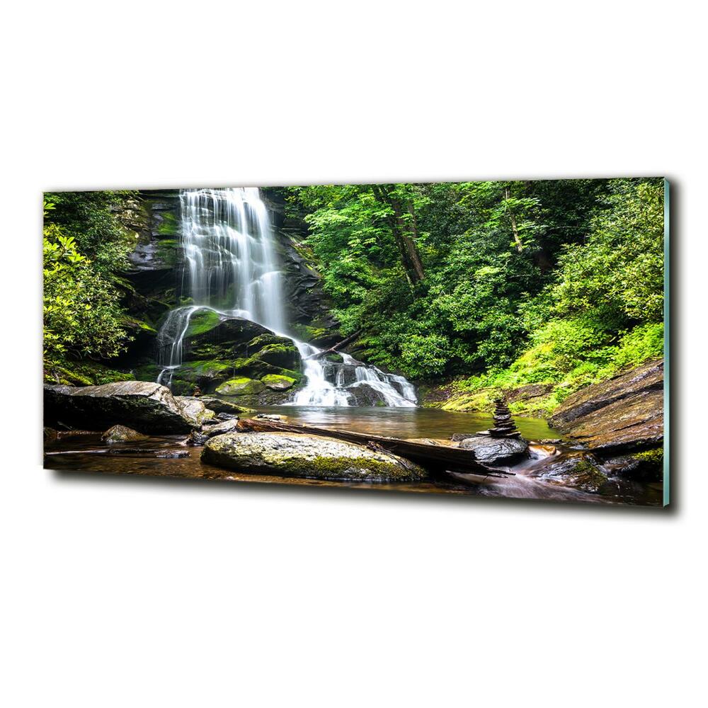 Glass wall art Waterfall in the forest