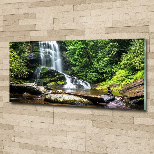 Glass wall art Waterfall in the forest