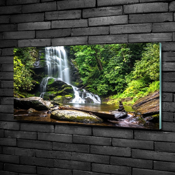 Glass wall art Waterfall in the forest