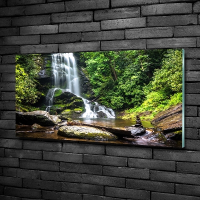 Glass wall art Waterfall in the forest