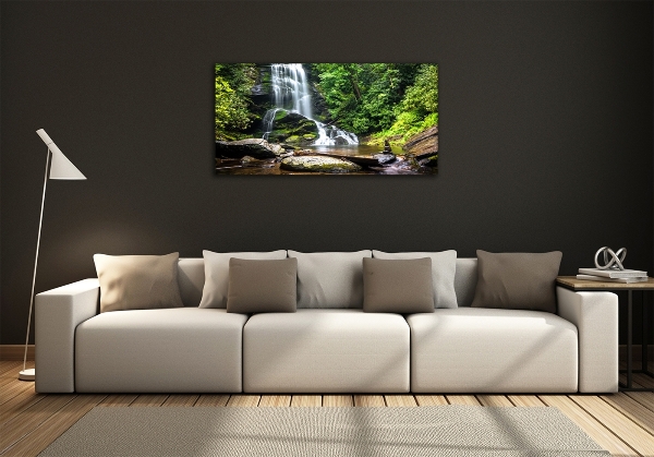 Glass wall art Waterfall in the forest