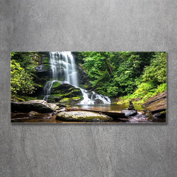 Glass wall art Waterfall in the forest