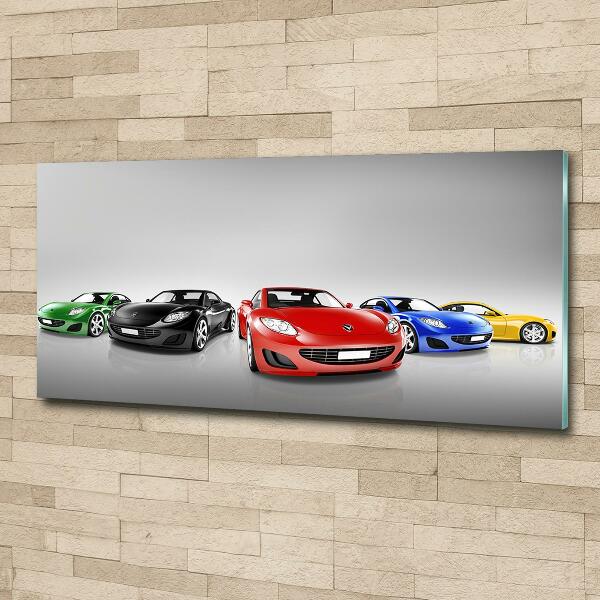 Glass picture print Colorful cars