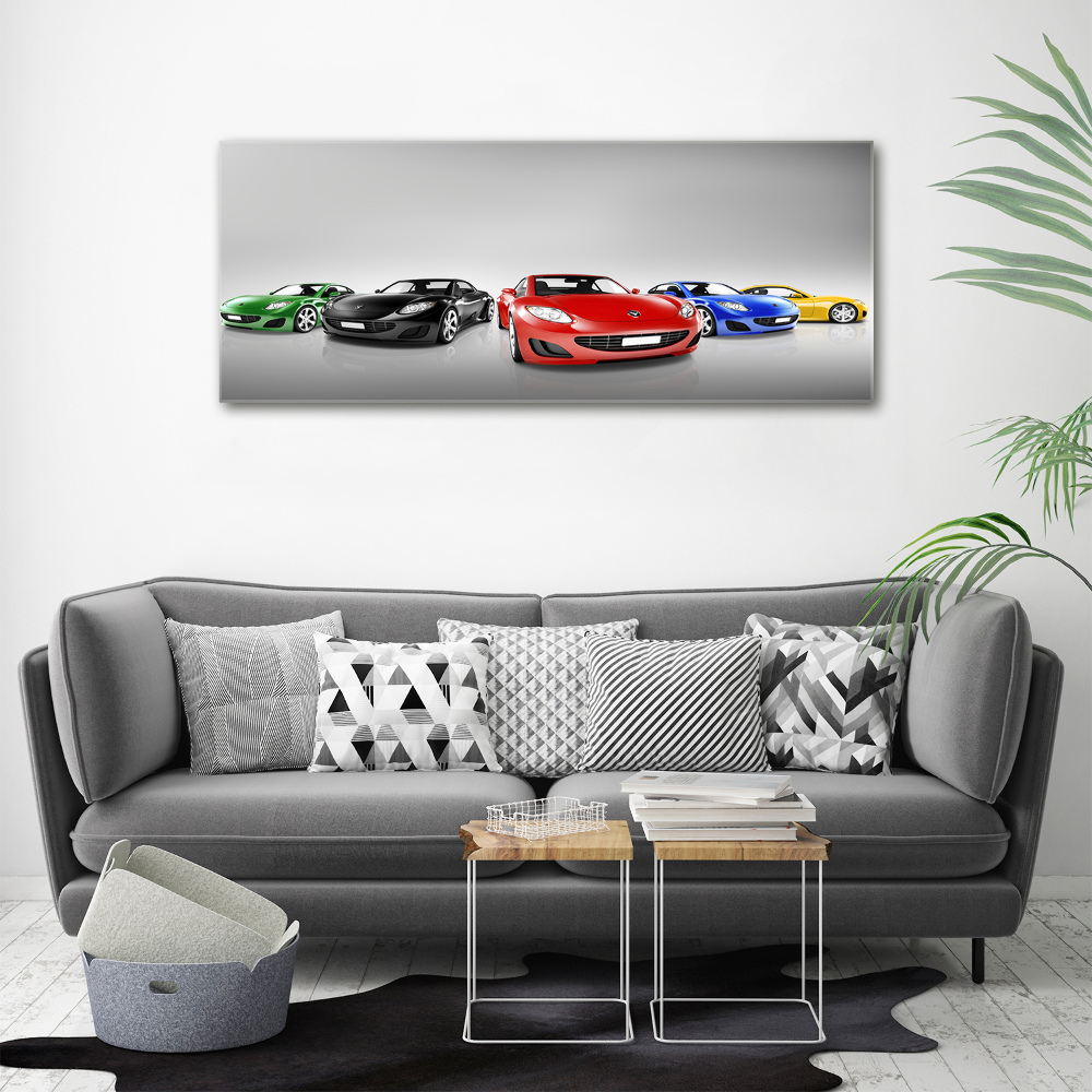 Glass picture print Colorful cars