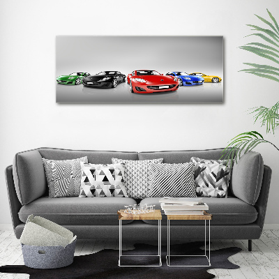 Glass picture print Colorful cars