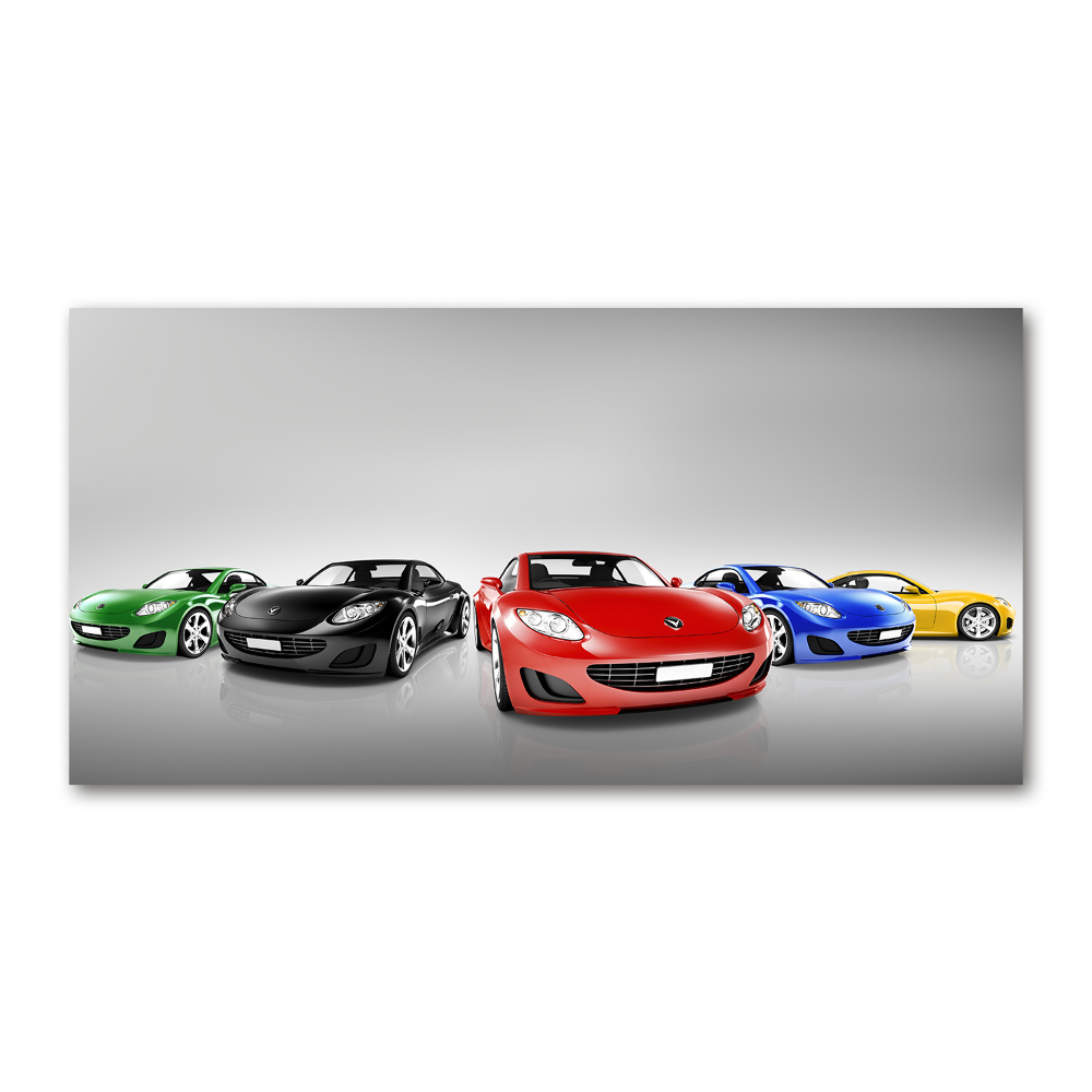 Glass picture print Colorful cars