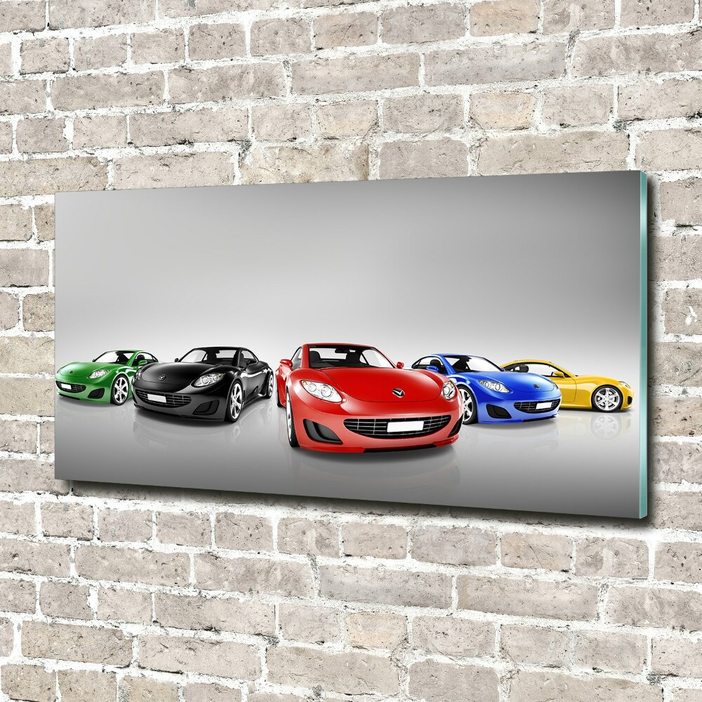 Glass picture print Colorful cars