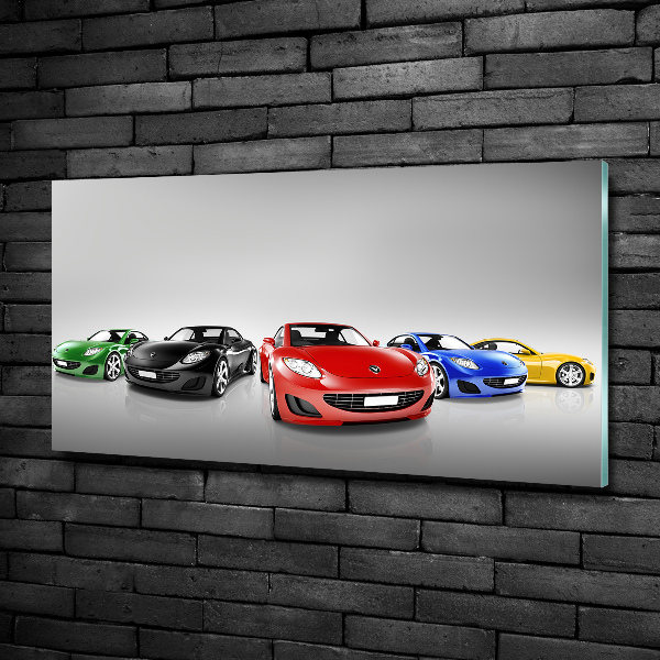 Glass picture print Colorful cars