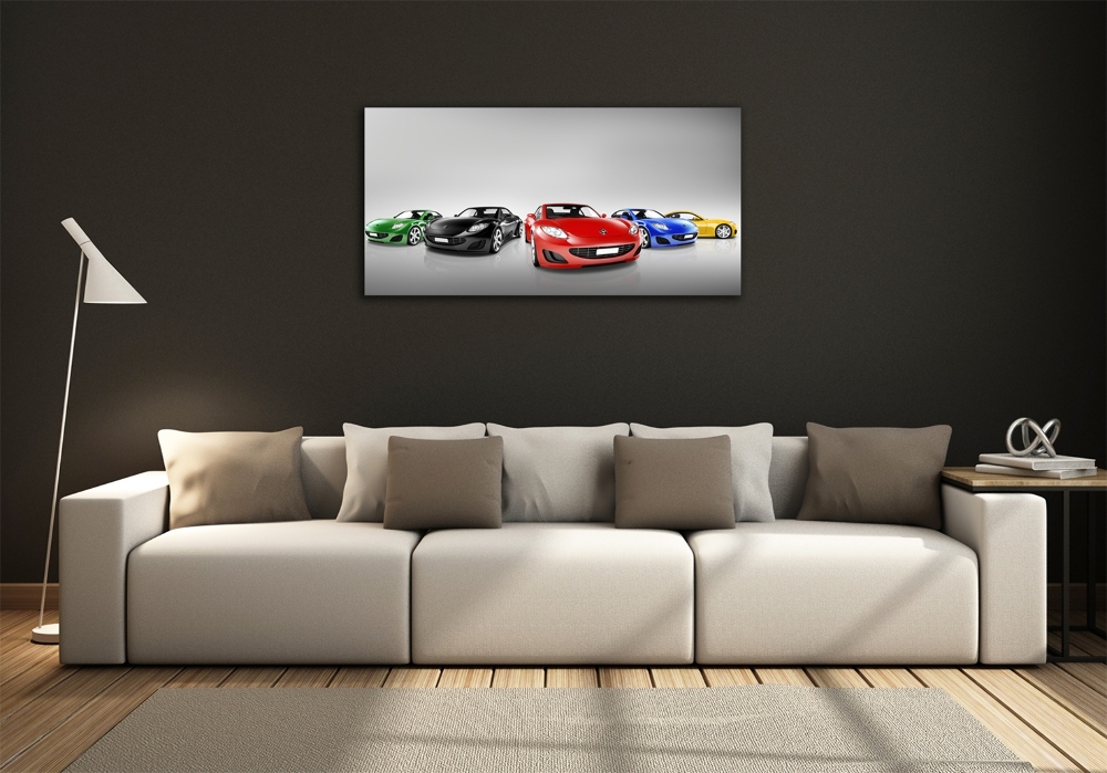 Glass picture print Colorful cars