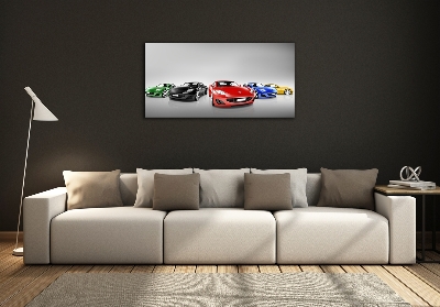 Glass picture print Colorful cars