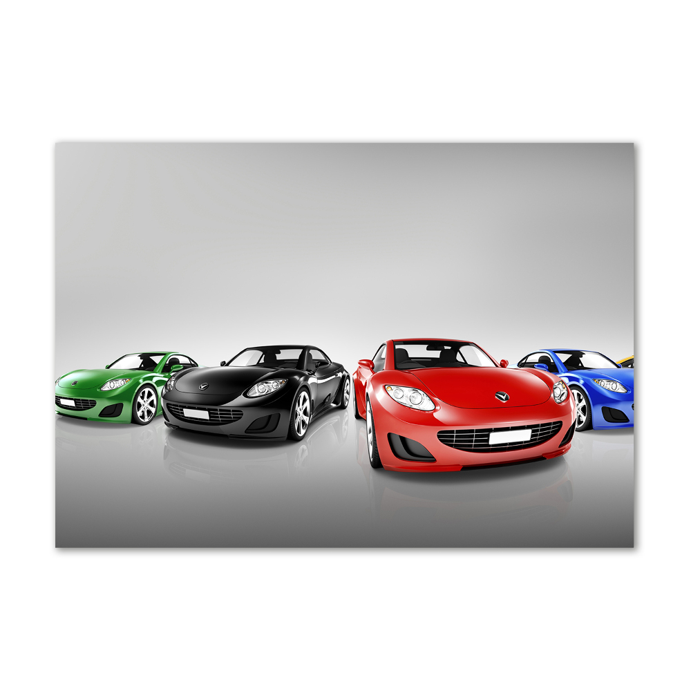 Glass picture print Colorful cars