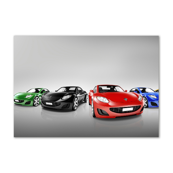 Glass picture print Colorful cars