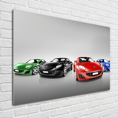 Glass picture print Colorful cars