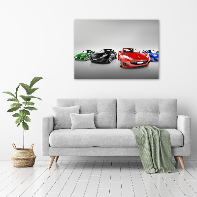 Glass picture print Colorful cars