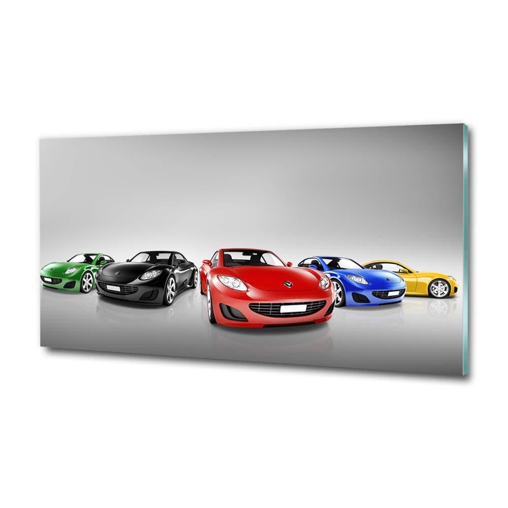 Glass picture print Colorful cars