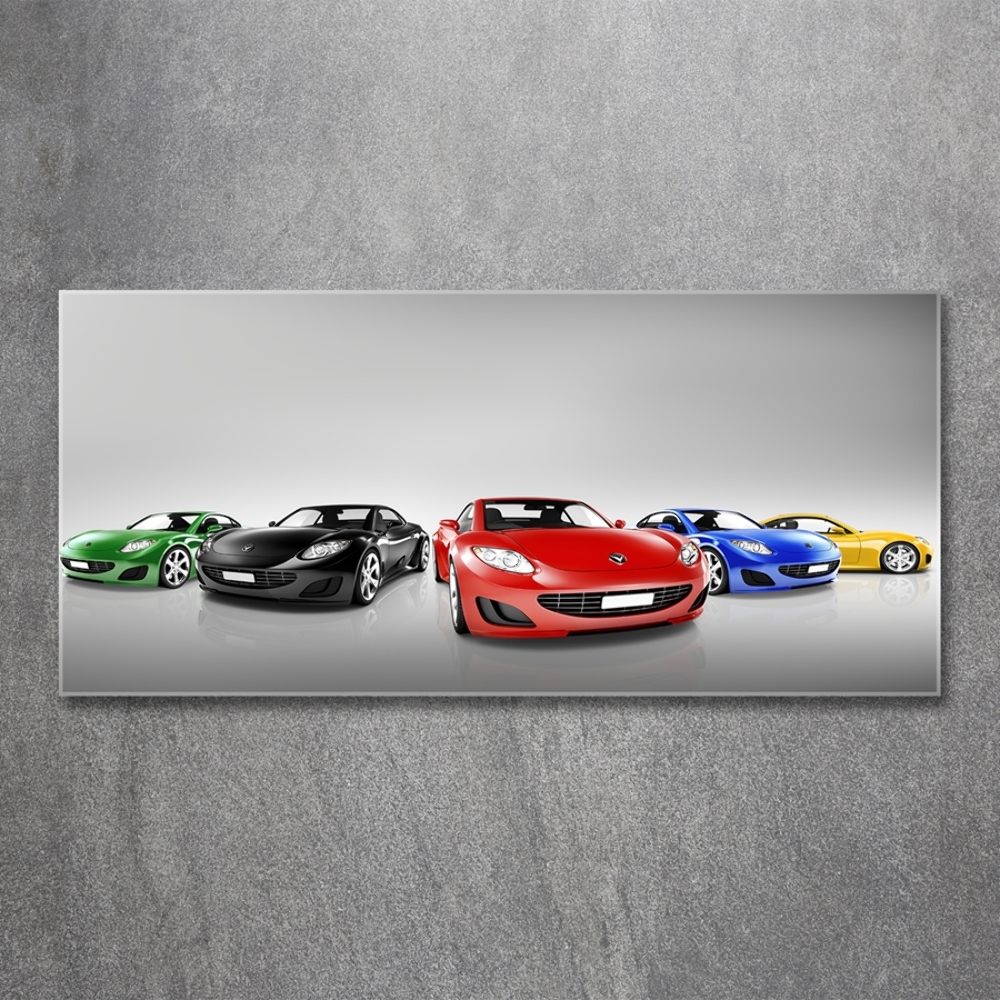 Glass picture print Colorful cars