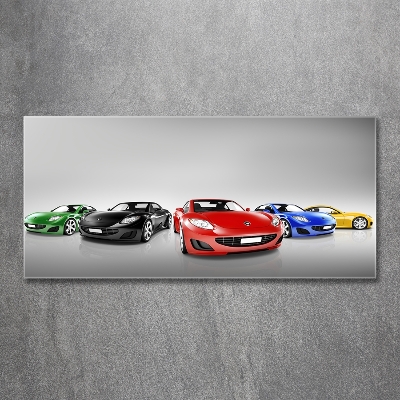 Glass picture print Colorful cars