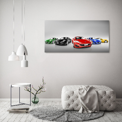 Glass picture print Colorful cars