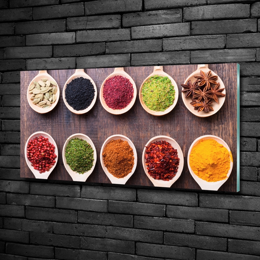 Wall art on glass Colorful spices