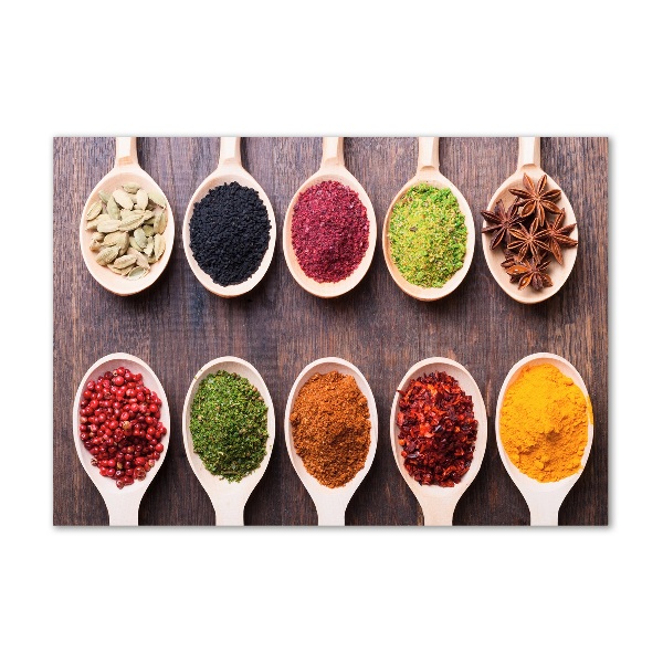 Wall art on glass Colorful spices