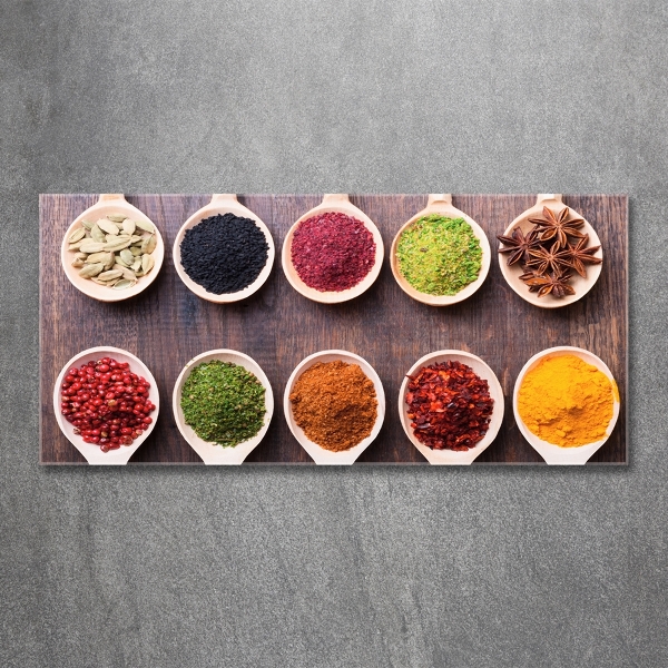 Wall art on glass Colorful spices