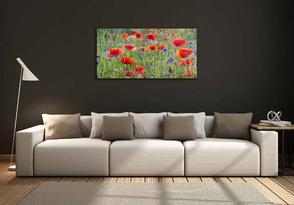 Glass wall art Field flowers