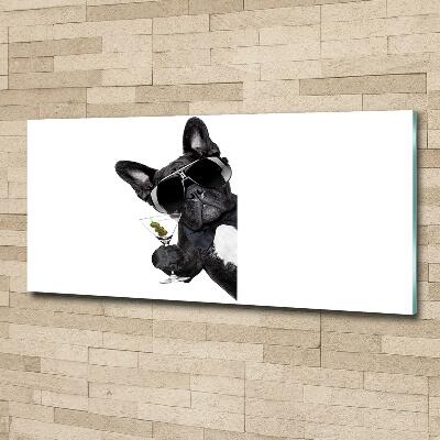 Glass wall art large Martini dog