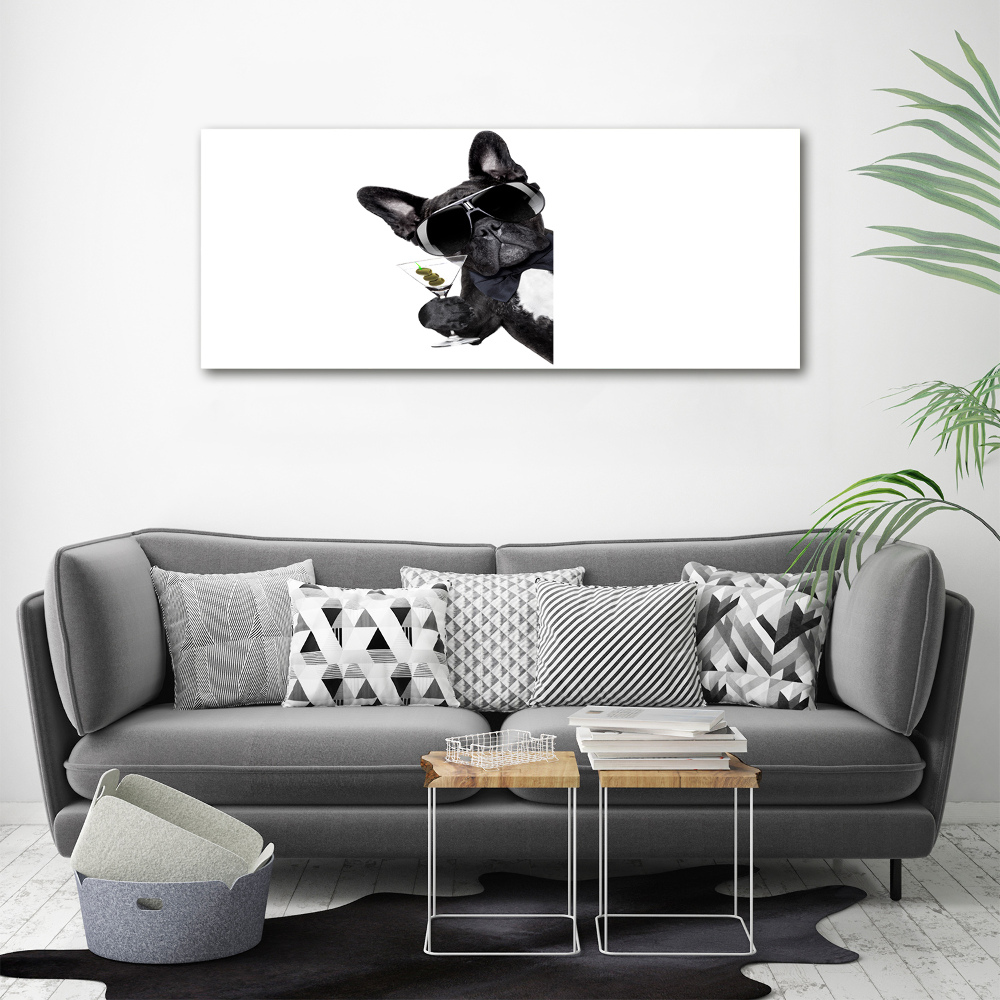 Glass wall art large Martini dog