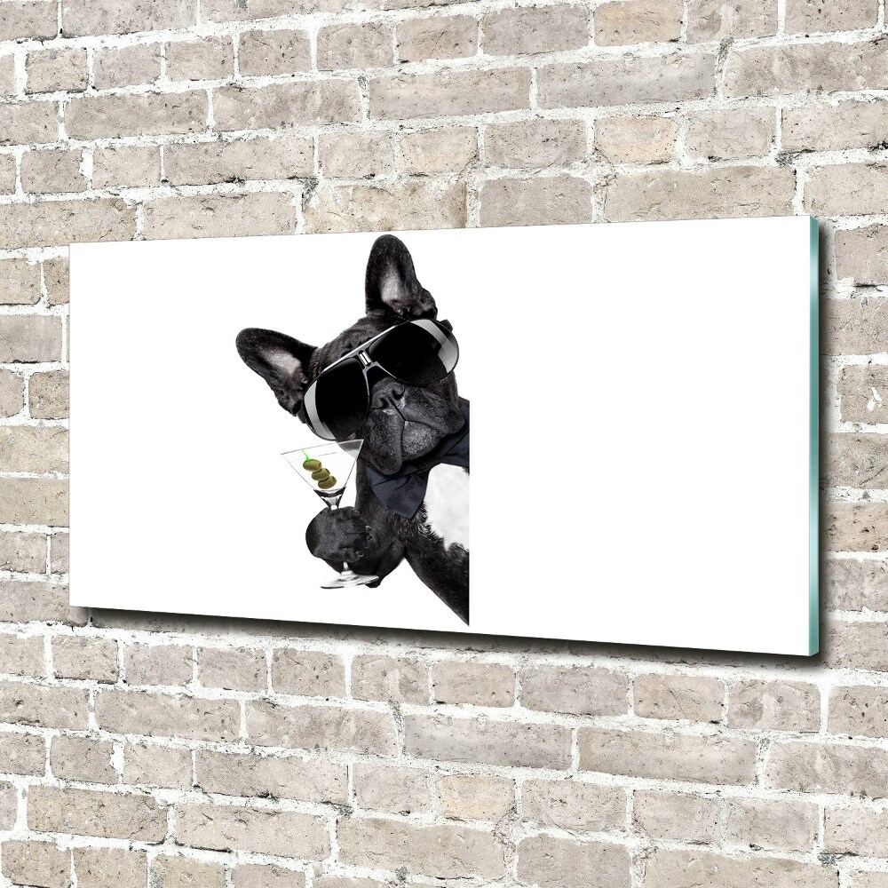 Glass wall art large Martini dog