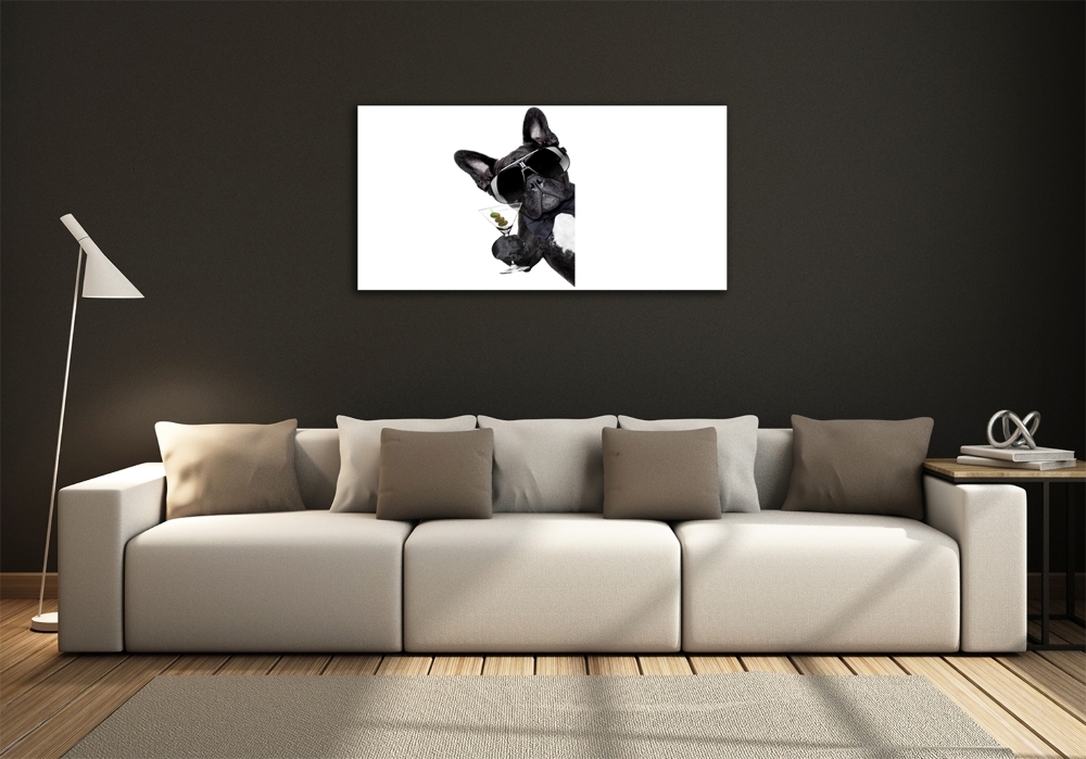 Glass wall art large Martini dog