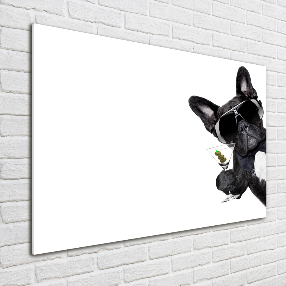 Glass wall art large Martini dog